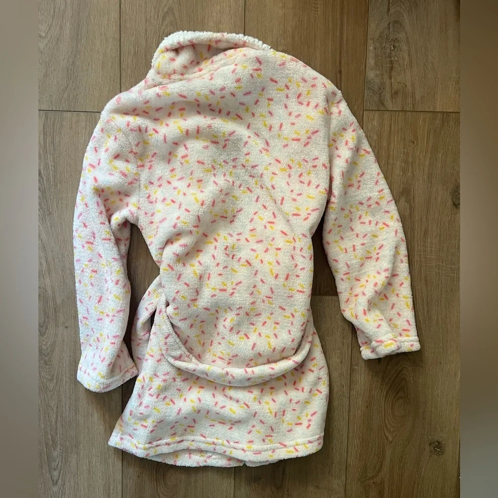 Rae Dunn Girls Fleece and Sherpa Robe SWEET sprinkles Medium 7-8